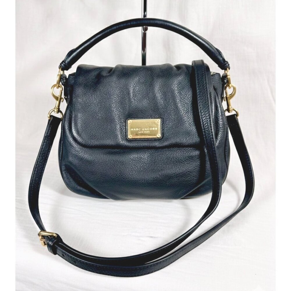 Marc Jacobs Black Pebbled Leather Large Hobo Bag Gold Hardware Slouchy Crossbody